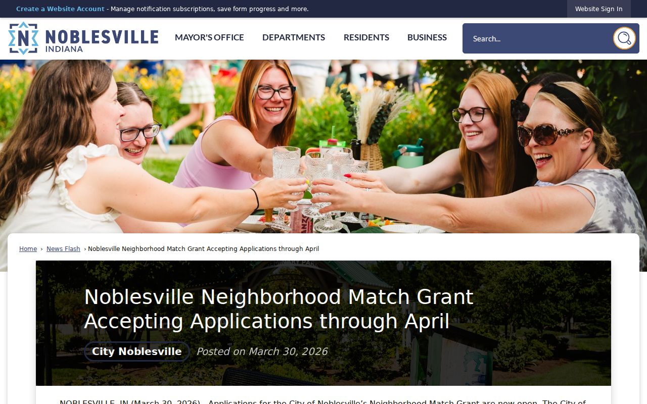 Noblesville Neighborhood Match Grant announcement for block history research