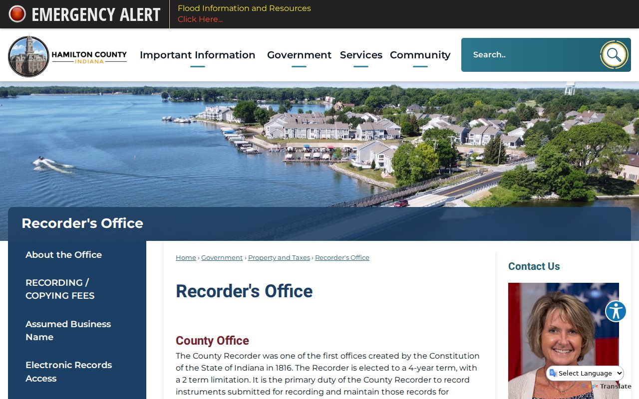 Hamilton County Recorder page for Noblesville previous residents deed research