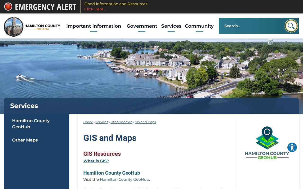 Hamilton County GIS and maps page used for Noblesville street parcel research