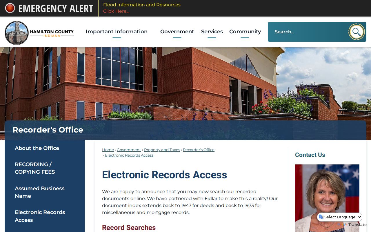 Hamilton County Recorder electronic records access for Noblesville deeds
